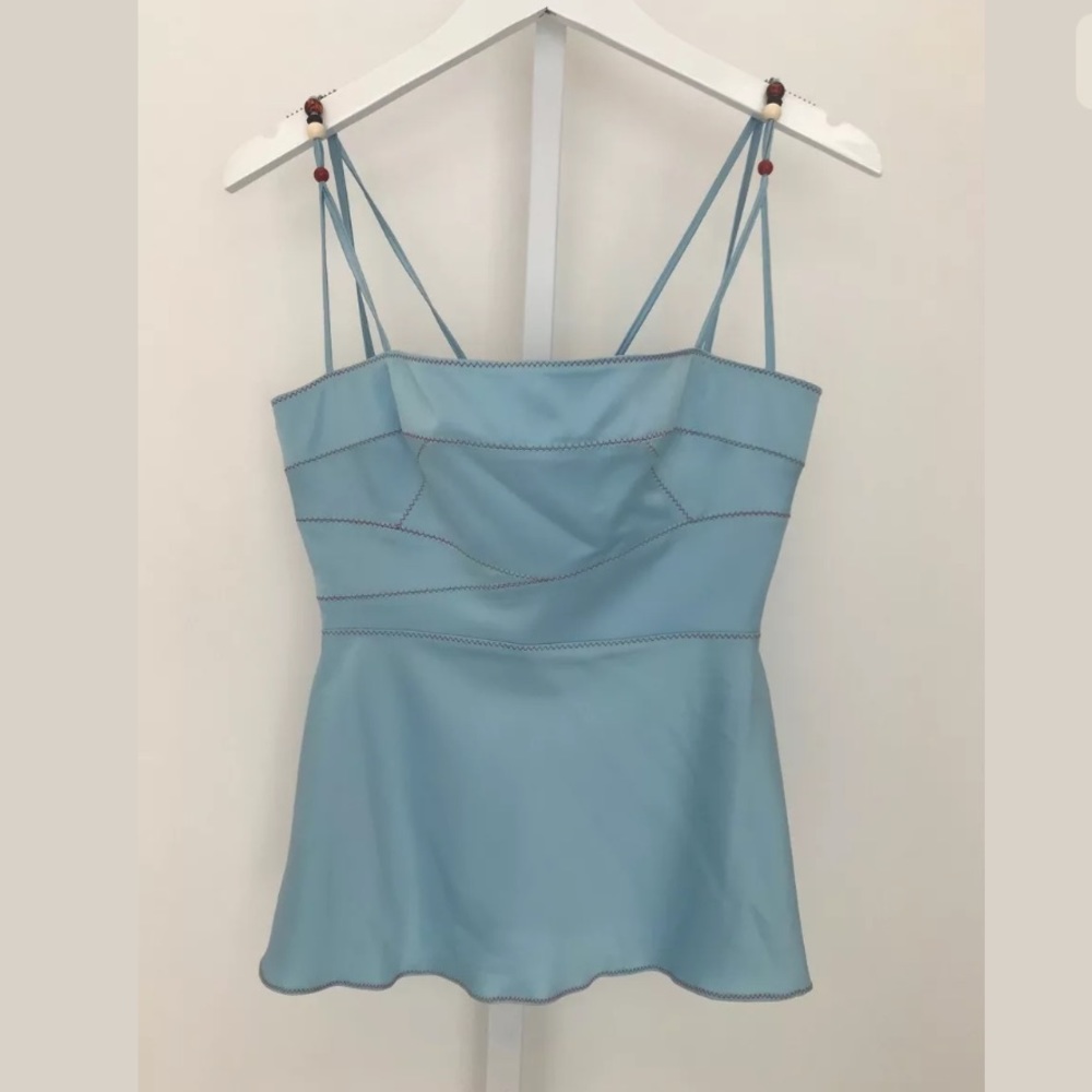 JUST CAVALLI BLUE SEXY BUSTIER TOP SIZE 6 NWOTS!